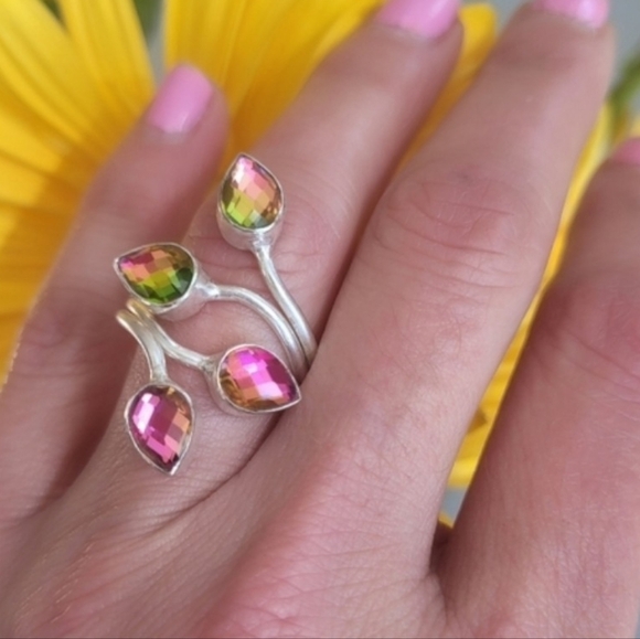 💗Mystic Topaz Wrap Sterling Silver Ring 925 - Picture 4 of 7